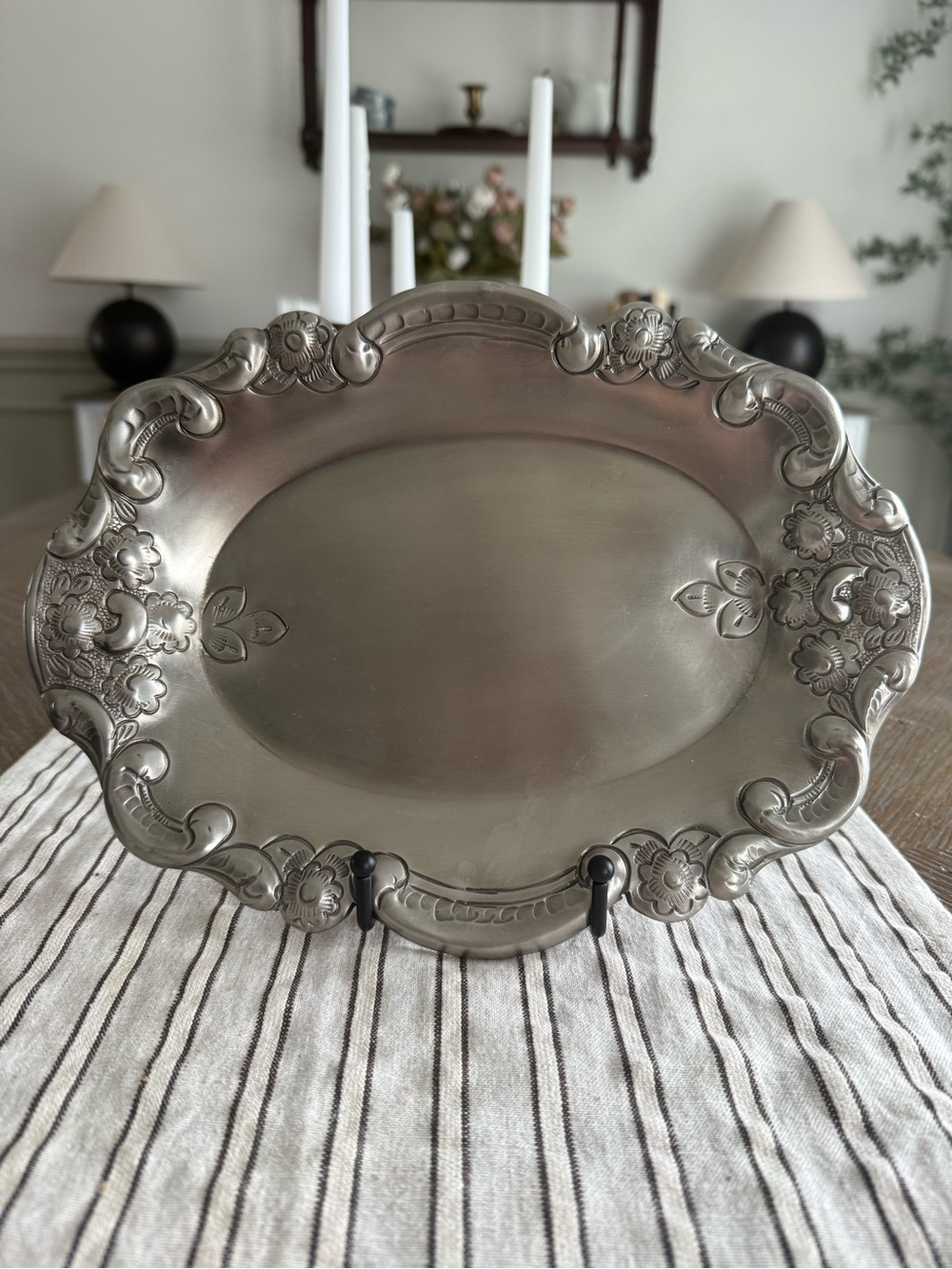 Pottery Barn Silver-Tone Decorative Platter